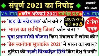 Current Affair 2021 | Jan - June 2021 | Important Current Affair Questions 2021 Current Affair Quiz