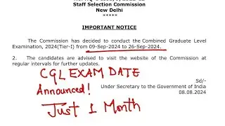 SSC CGL EXAM DATE ANNOUNCED ! 1 MONTH LEFT