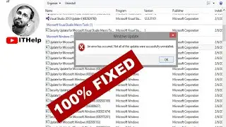 Windows Update | An error has occurred. Not all of the updates were successfully uninstalled 