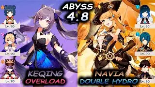 C2 Keqing Overload & C0 Navia Double Hydro | Spiral Abyss 4.8 | Genshin Impact | 4K