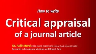 How to write critical appraisal of a journal article