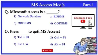 Top 100 MS Access MCQ's Questions with Answers | MS Office Mcq #7