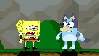 Team Spongebob, Bluey and Super Better Mario Battles MUGENS in Survival Mode