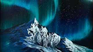 Aurora Borealis Mountain Seascape with PaintWithJosh