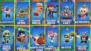 ALL 3 NEW BRAWLERS & SKINS IN THE UPDATE | Mico, Kit, Larry & Lawrie and others