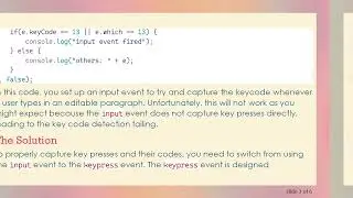 Troubleshooting addEventListener for Keycodes in JavaScript