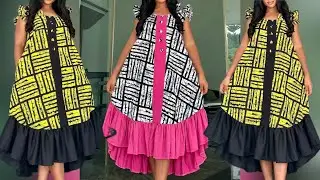 How To cut and Sew a Simple A-Line/ Circle Dress with Ruffled Sleeves.
