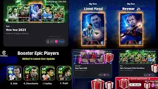 Free Messi, Neymar New Epic Coming 😍!! Free Epic Spin & New Year 2025 G.Bale Pack🤩!!