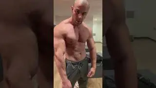 Bodybuilder FLEXING in the locker room