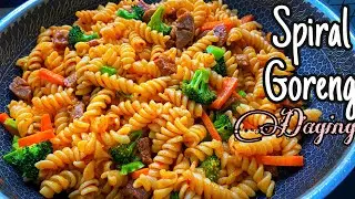 Spiral Goreng Daging Simple dan Sedap