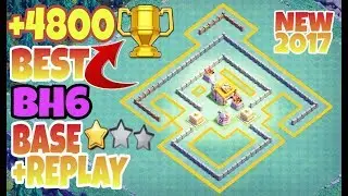 COC BEST( BH6) ⚔ Builder Hall 6 Base W/PROOF!! Anti 1/2 star Trophy Base Layout with Replay 2017