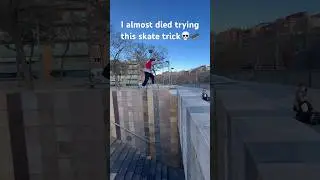 Crazy Ollie over train station gap💀🛹 #skateordie #skatelife #skateboarding