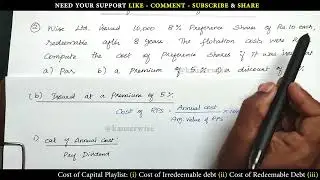 Cost of Capital | Redeemable Preference Shares| Financial Management | Solved Problem | Kauserwise