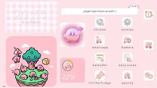 Custommized my android tablet into a kirby theme | Aesthetic pink Home Screen | advan sketsa 2