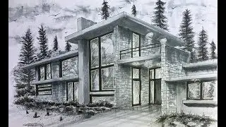 Architectural sketching of house whit markers / bosquejo arquitectotico de casa con marcadores