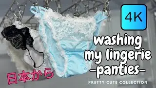 [4K] Washing On my lingerie | All Pretty cute Japanese Panties | Glossy and Shiny Underwear