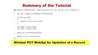 Minimal PUT WebApi for Updation | Web Api with ASPNET Core