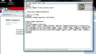 Html and java script code for data validation in Html form