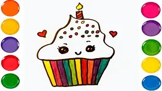 💙 Cara mudah menggambar kue berwarna manis dan lezat pelangi berwarna💙Drawing and coloring For Kids💙