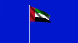 Uae Flag Blue Screen | United Arab Emirates Waving Flag Blue Screen | UAE Flag | 4k green screen
