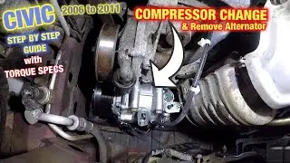 How to replace AC Compressor on Honda Civic 2006 to 2011, torque specs || CIVIC ALTERNATOR replace