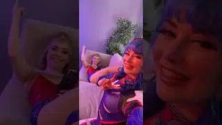 Jewelz Blu and Haley Spades BTS Cosplay as Wonder Woman and D.Va