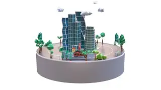 Delivery worker in 3d City