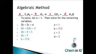 Balancing Chemical Equations Using The Algebraic Method