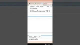 import mikrotik to proxmox, full on my channel