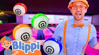 Blippi and Meekah's Rainbow Color Bowling Ball Blast | Blippi - Learn Colors and Science