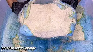 Hot water + crumbles + yellow backing soda and powder 💙💛💜 Asmr squeezing sponge