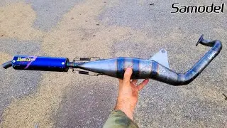 Japanese Zero Exhaust Pipe Rebuild + Realize Racing Muffler for Suzuki Lets Scooter