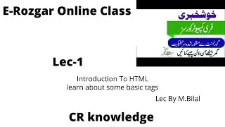 E-rozgar Online Lecture 1: Introduction to html By M.Bilal - erozgar