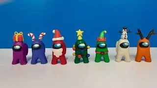 Новогодние скины Among Us из пластилина / Амонгас / Дед Мороз / Эльф / Елка / Снеговик / Подарок
