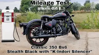 Genuine Mileage Test of Royal Enfield Classic 350 Bs6 Stealth Black with K-Indori Exhaust😍|Result😱