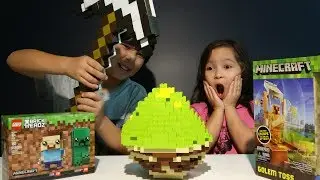 GIANT LEGO MINECRAFT SPAWN SURPRISE EGG SMASHING WITH PICKAXE Toys Unboxing LUCAS WORLD