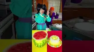 Ice cream challenge! Watermelon vs lemon cake #Shorts