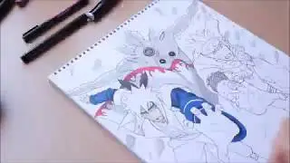 Speed Drawing Uzumaki Naruto & Namikaze Minato vs Uchiha Obito