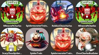 Thomas The Train vs Choo Choo Charles vs Bus Eater vs Shin Sonic Tapes,Roblox+Minecraft,Spider Train