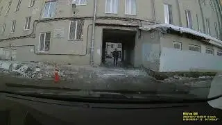 The man was lucky not to get hit by falling ice