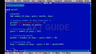 write a program to convert days  into years, months and days//days in c language //akt guide