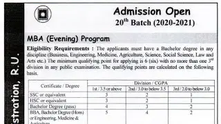 Evening MBA Program | Admission Circular 2020-21 | IBA RU