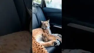 A lynx jumped right into a car window to escape a fire.