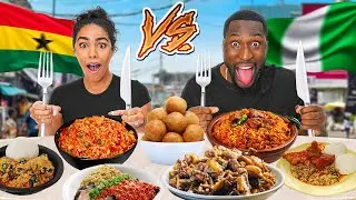 Trying AFRICAN FOOD For The First Time! *NIGERIA VS GHANA JOLLOF RICE*