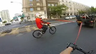 Very fast towing in the middle of warsaw | I have a new bike