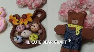 DIY Cute Bear Clay Craft 🧸 | Mini Donut Keychains & Floral Tray 🌻 | Easy Aesthetic Clay Ideas