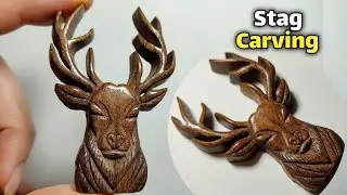 How to Carve a Beautiful Stag Using Chisel |Wood Carving Tutorial🦌🌲✨