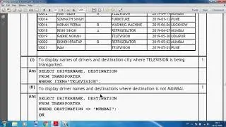 Class 12 IP MySQL Select Commands and Output Questions and Answers Revisions