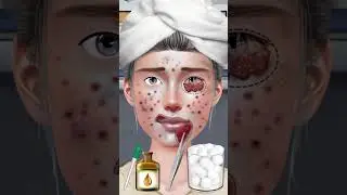 #ASMR Beautiful Girl Infected Face Treatment  Animation 💉