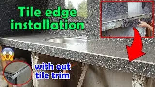 How to Install Porcelain tile for Kitchen | border installation | without tile trim/frame.